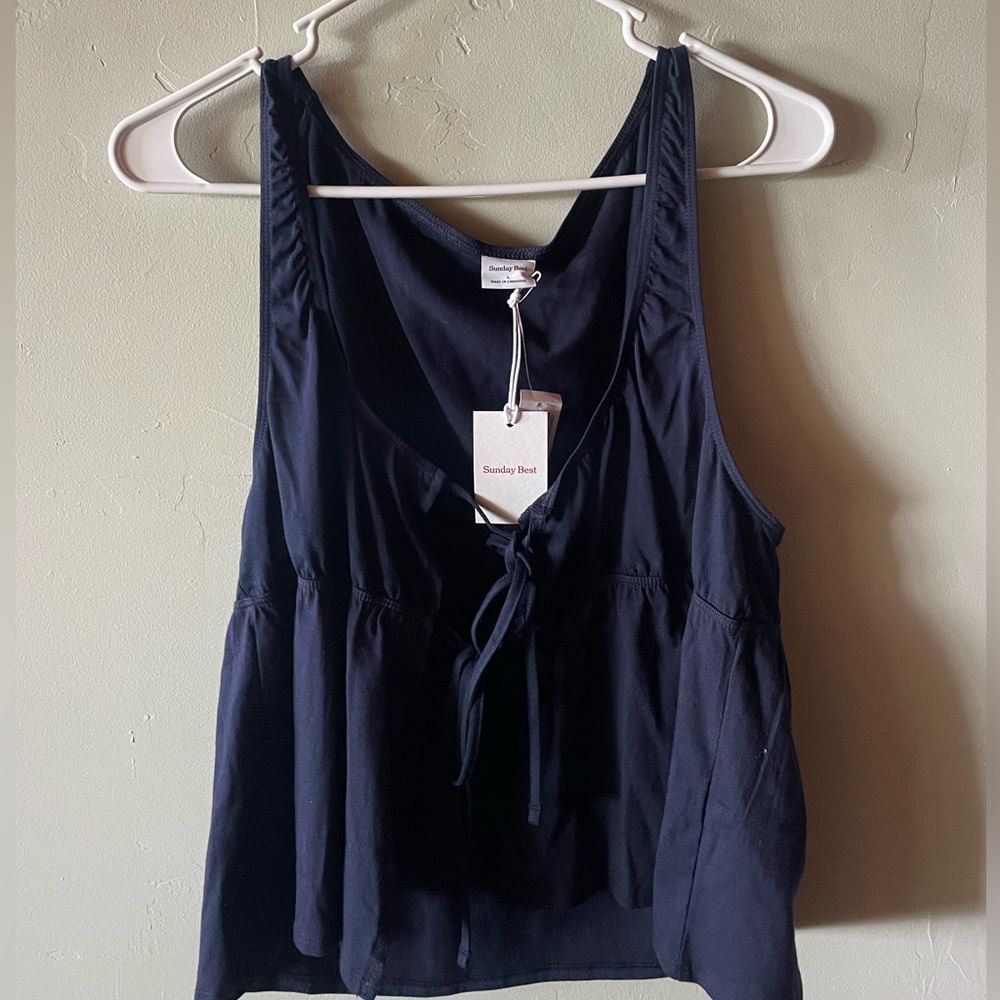 Sunday Best Women's Navy Tie Tank Top from Aritzia